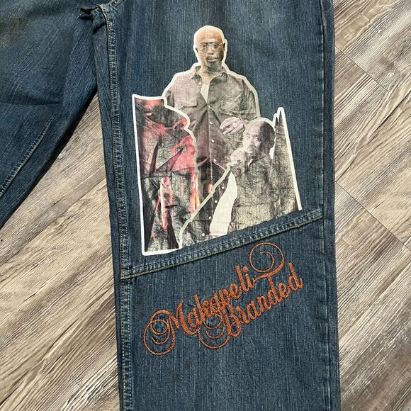 Vintage 1990s Tupac Makaveli Jeans 34x34 (32x32) - Picture 12 of 13